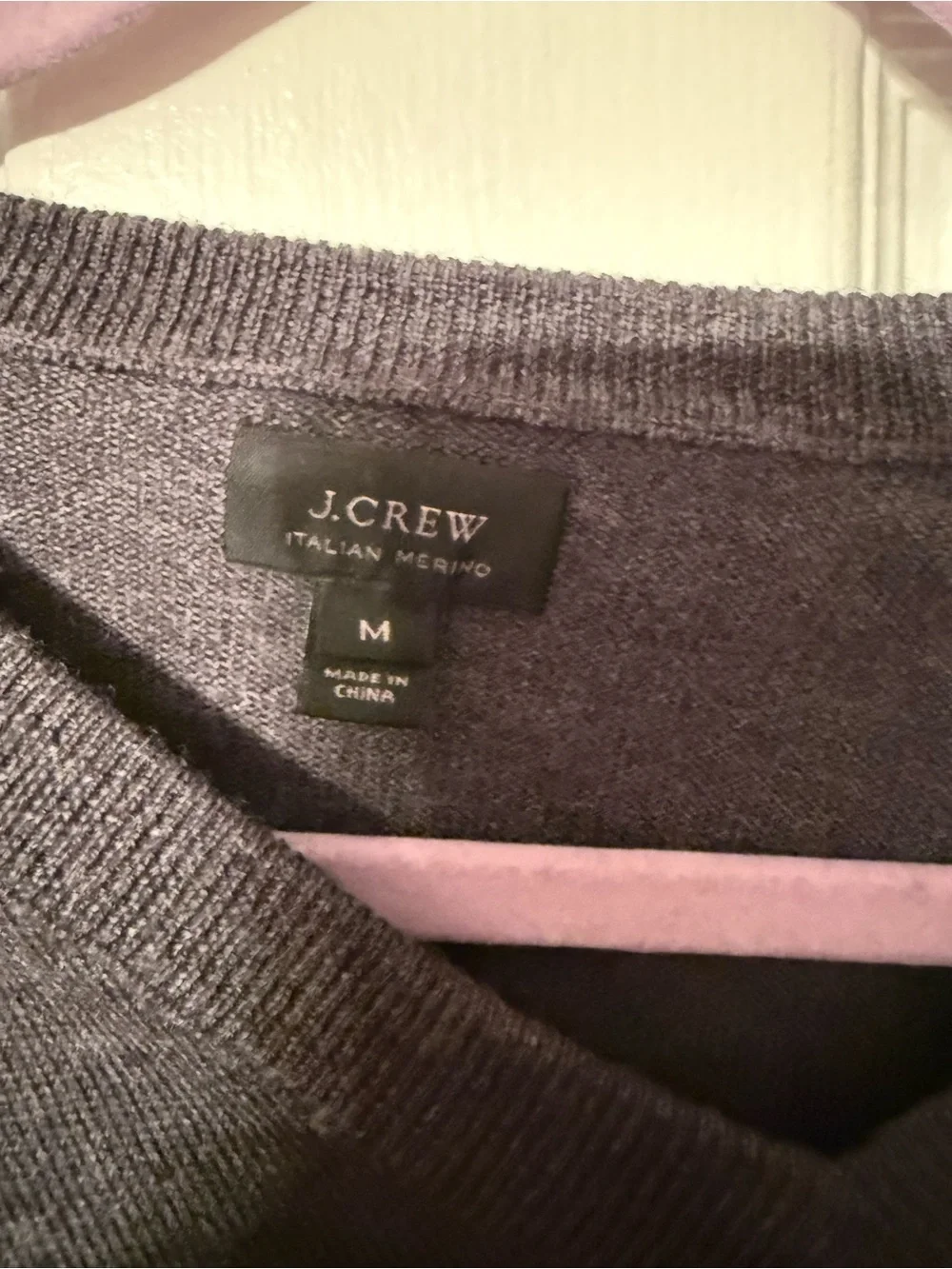 J. Crew Men's V-Neck Sweater - Charcoal 100% Merino Wool